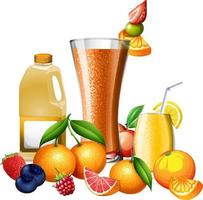 Mixed fruits juice and citrus fruits vector