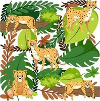 Cute leopard seamless pattern vector