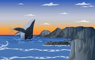 Humpback whale in the ocean vector