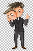 A crafty young man cartoon character on grid background vector