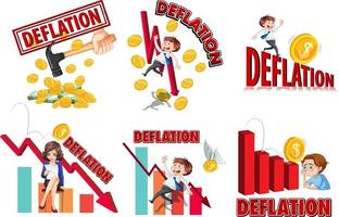conjunto de diferentes logotipos y símbolos de deflación vector