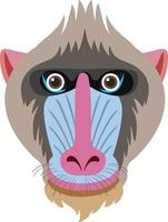 cabeza de mandril en estilo plano vector