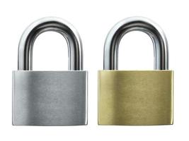 Metal padlock isolated on white background photo