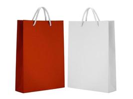 White red empty Paper bag isolated on white background  for design photo