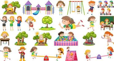 Set of children doing different activities vector