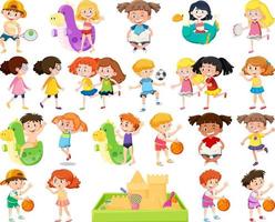 Set of children doing different activities vector