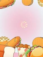 Vertical background template with food frame vector