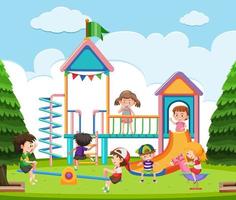 Children playing at playground vector