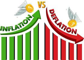 Inflation vs deflation with arrow going up and down vector