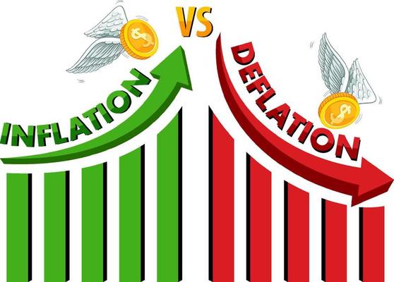 Inflation vs deflation with arrow going up and down