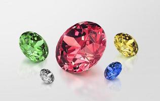 diamantes deslumbrantes sobre un fondo gris ideas para los mejores diseños de joyas de diamantes. renderizado 3d foto
