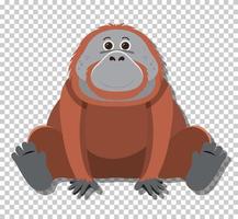 Cute orangutan in flat cartoon style vector