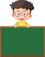 Cute boy with empty chalkboard isolated vector