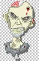 Creepy zombie head on grid background vector