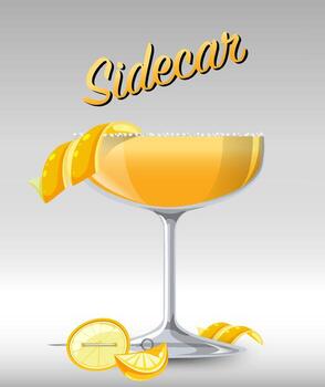 Sidecar cocktail in the glass vector