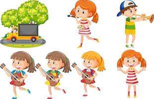 Set of children doing different activities vector