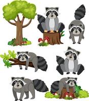 Wild animals set with nature elements vector