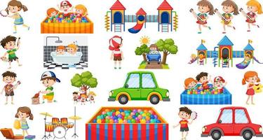 conjunto de niños haciendo diferentes actividades. vector