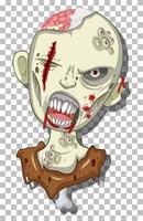 Creepy zombie head on grid background vector