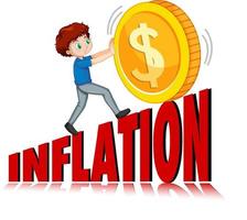 Inflation word 3D logo design vector