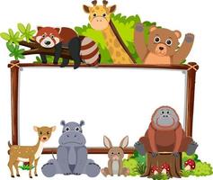 Blank board with wild animals vector
