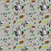 Raccoon cute animal seamless pattern vector