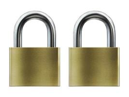 Metal padlock isolated on white background photo