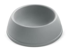 Grey dogs plastic bowl on white background photo
