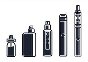 ilustración vectorial de varios vapes y líquidos vector