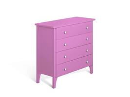 Pink modern wooden chest of drawers on white background photo