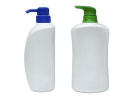 blank shampoo bottle on white isolated background photo
