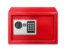 Steel bank safe on a white background photo