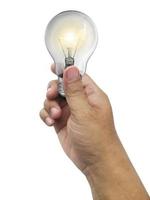 light bulb in hand Isolated on white background photo