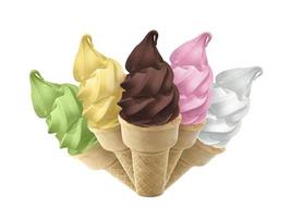 Ice cream in the cone on white background photo