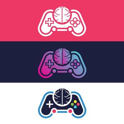 Games logo with gamepad Royalty Free Vector Image