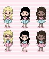 Cute Little Girls Illustration vector