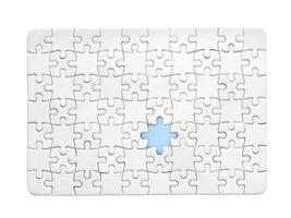 background of white puzzle with missing piece photo