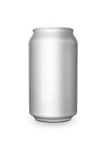 Aluminum white can mockup isolated on white background. 330ml aluminum soda can mockup photo