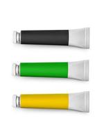 set of colored tubes with a paint on a white background photo