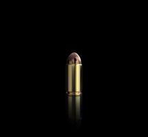 Bullet isolated on black background with reflexion. 3d render photo