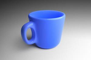 empty coffee cup on gray background. 3d render photo