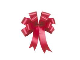 Red ribbon bow isolated on white background photo