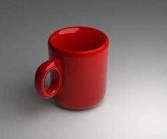 taza de café vacía sobre fondo gris. renderizado 3d foto