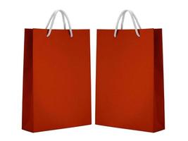 Red empty Paper bag isolated on white background  for design photo