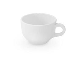 White cup of coffee on the white background photo