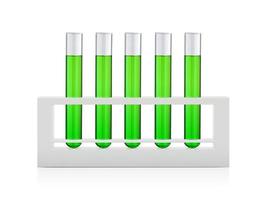 Green liquids in test tubes isolated over white background