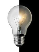 light bulb On and Off on White Background, Inspiration concept photo