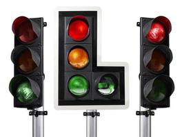 traffic light isolated on white background photo