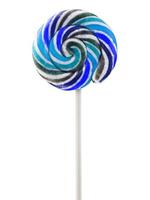 retro style colorful round shape lollipop on white background photo