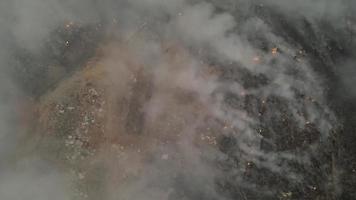 Aerial view look down fire burning video